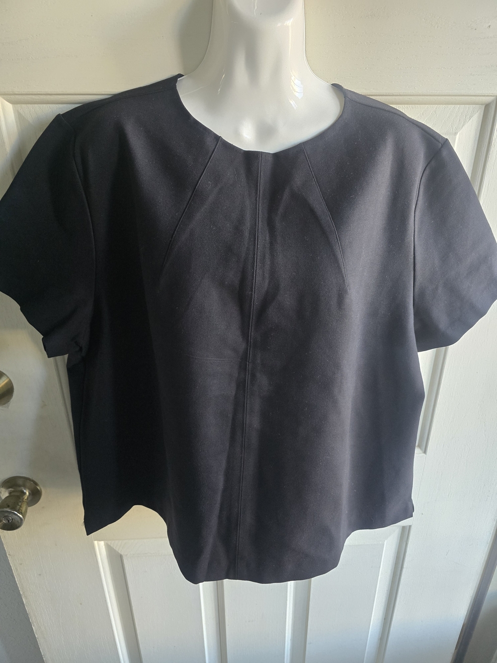 SPANX Black Short-Sleeve Round-Neck Top